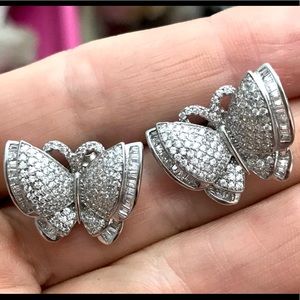New 925 butterfly baguette earrings topaz sterling